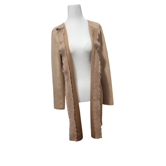 Joan Vass New York/ Long sleeve suede cardigan w/Pocket - Picture 8 of 12